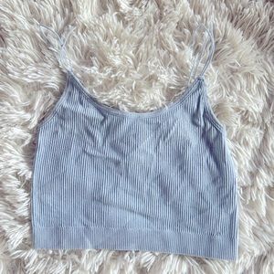 Blue Lace Cropped Tank Top